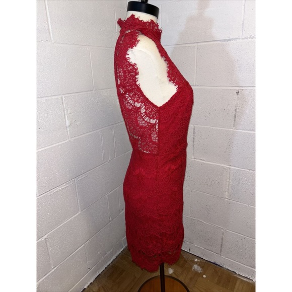 NWT Intimately‎ Free People Open Back Red Lace High Neck Bodycon Dress Size Med - Picture 4 of 16